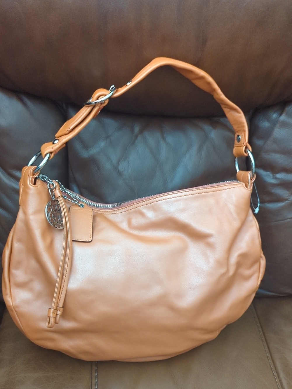 Coach Ali Orange Leather Hobo Shoulder Bag - Picture 5 of 15